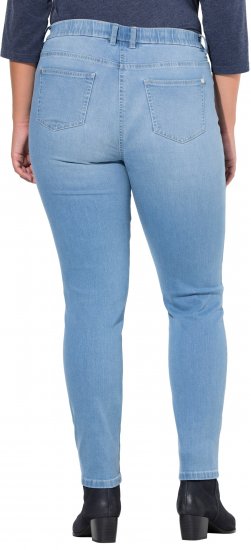 Ulla Popken Rhinestone Detail Stretch Fit Jeans Light Blue Denim - Blugi & Pantaloni pentru Femei Mărimi Mari – Plus Size - 
