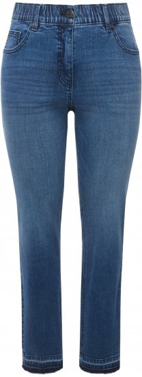 Ulla Popken Fringed Hem Stretch Fit Jeans Denim Blue - Blugi & Pantaloni pentru Femei Mărimi Mari – Plus Size - 