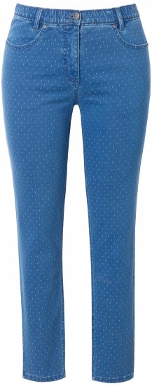 Ulla Popken Polka Dot Stretch Fit Jeans Blue Denim - Blugi & Pantaloni pentru Femei Mărimi Mari – Plus Size - 