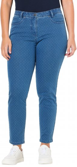 Ulla Popken Polka Dot Stretch Fit Jeans Blue Denim - Blugi & Pantaloni pentru Femei Mărimi Mari – Plus Size - 