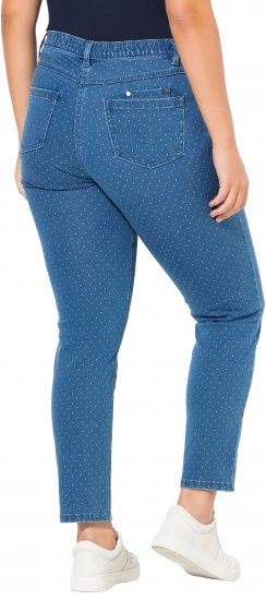 Ulla Popken Polka Dot Stretch Fit Jeans Blue Denim - Blugi & Pantaloni pentru Femei Mărimi Mari – Plus Size - 