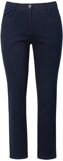 Ulla Popken Polka Dot Stretch Fit Jeans Denim Blue - Blugi & Pantaloni pentru Femei Mărimi Mari – Plus Size - 