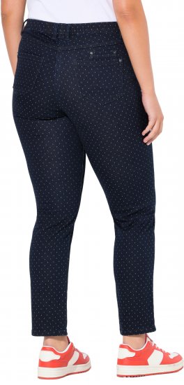 Ulla Popken Polka Dot Stretch Fit Jeans Denim Blue - Blugi & Pantaloni pentru Femei Mărimi Mari – Plus Size - 