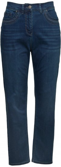 Ulla Popken Rivet Detail Mom Jeans Blue - Blugi & Pantaloni pentru Femei Mărimi Mari – Plus Size - 