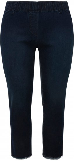 Ulla Popken Cropped Raw Hem Jeggings Denim Blue - Blugi & Pantaloni pentru Femei Mărimi Mari – Plus Size - 