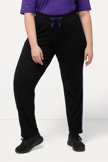 Ulla Popken Striped Elastic Waist Sweatpants Black - Blugi & Pantaloni pentru Femei Mărimi Mari – Plus Size - 