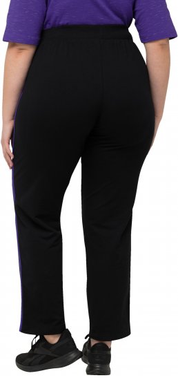 Ulla Popken Striped Elastic Waist Sweatpants Black - Blugi & Pantaloni pentru Femei Mărimi Mari – Plus Size - 