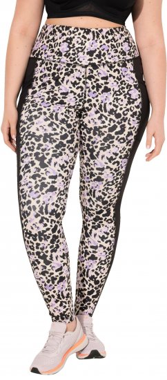 Ulla Popken Leopard Print Quick Drying Leggings Black - Blugi & Pantaloni pentru Femei Mărimi Mari – Plus Size - 