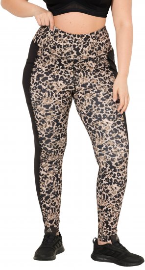 Ulla Popken Leopard Print Quick Drying Leggings Orange - Blugi & Pantaloni pentru Femei Mărimi Mari – Plus Size - 