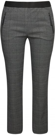 Ulla Popken Plaid Elastic Waist Tapered Leg Pants Black - Blugi & Pantaloni pentru Femei Mărimi Mari – Plus Size - 