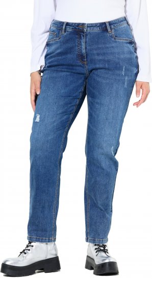 Ulla Popken Lightly Distressed Boyfriend Jeans Blue - Blugi & Pantaloni pentru Femei Mărimi Mari – Plus Size - 