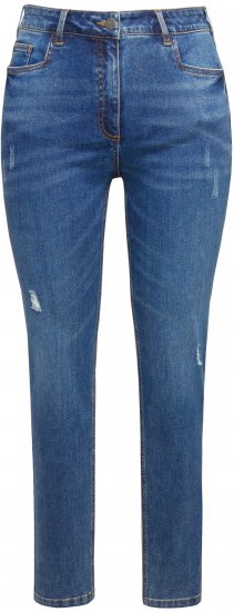 Ulla Popken Lightly Distressed Slim Leg Jeans Blue - Blugi & Pantaloni pentru Femei Mărimi Mari – Plus Size - 