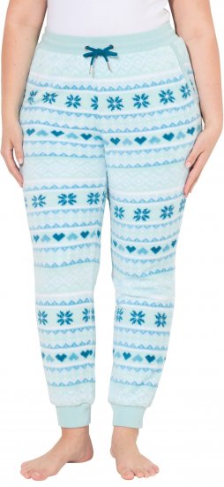 Ulla Popken Alpine Striped Plush Loungewear Pants Blue - Blugi & Pantaloni pentru Femei Mărimi Mari – Plus Size - 