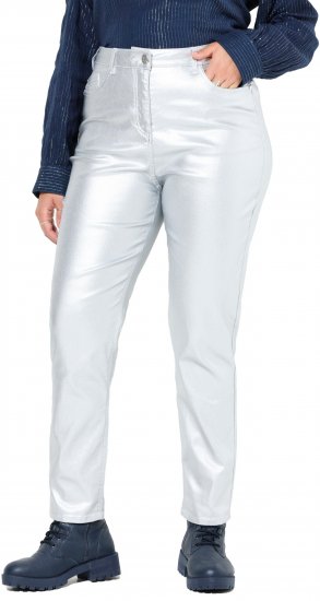 Ulla Popken Metallic Stretch Fit Mom Jeans Silver - Blugi & Pantaloni pentru Femei Mărimi Mari – Plus Size - 