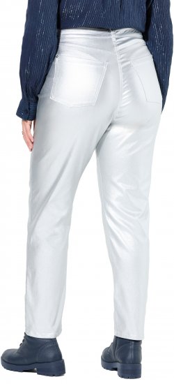 Ulla Popken Metallic Stretch Fit Mom Jeans Silver - Blugi & Pantaloni pentru Femei Mărimi Mari – Plus Size - 