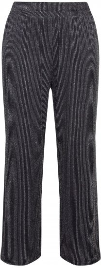 Ulla Popken Sparkling Pinstripe Elastic Waist Pants Black - Blugi & Pantaloni pentru Femei Mărimi Mari – Plus Size - 