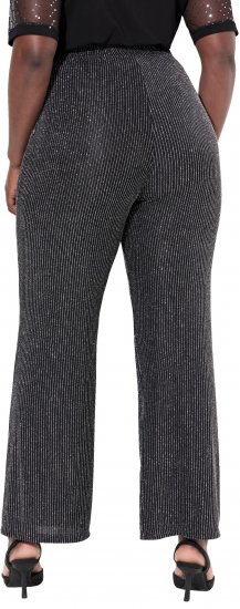 Ulla Popken Sparkling Pinstripe Elastic Waist Pants Black - Blugi & Pantaloni pentru Femei Mărimi Mari – Plus Size - 