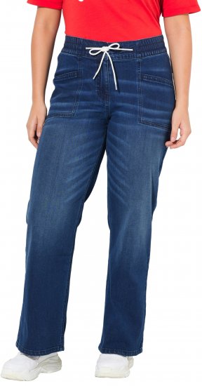 Ulla Popken Patch Pocket Elastic Waist Jeans Denim Blue - Blugi & Pantaloni pentru Femei Mărimi Mari – Plus Size - 