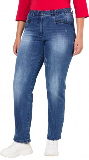 Ulla Popken Tapered Leg Lightly Distressed Jeans Denim Blue - Blugi & Pantaloni pentru Femei Mărimi Mari – Plus Size - 