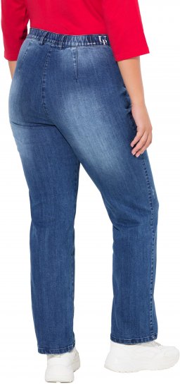 Ulla Popken Tapered Leg Lightly Distressed Jeans Denim Blue - Blugi & Pantaloni pentru Femei Mărimi Mari – Plus Size - 