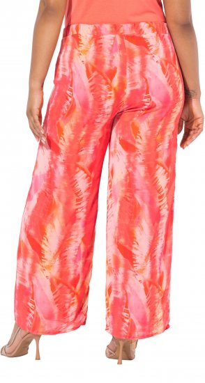 Ulla Popken Feather Batik Print Layered Chiffon Pants - Blugi & Pantaloni pentru Femei Mărimi Mari – Plus Size - 