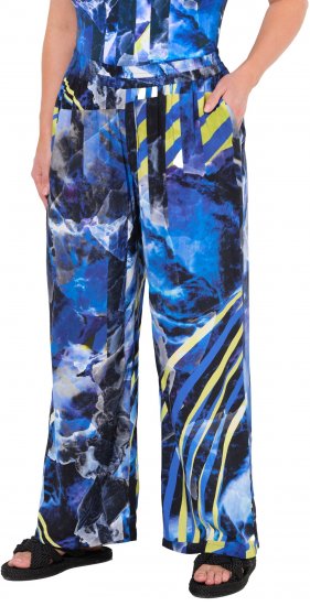 Ulla Popken Blue Stroke Wide Leg Palazzo Pants - Blugi & Pantaloni pentru Femei Mărimi Mari – Plus Size - 