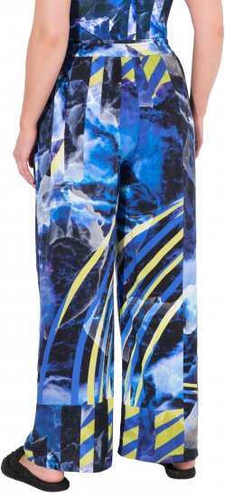 Ulla Popken Blue Stroke Wide Leg Palazzo Pants - Blugi & Pantaloni pentru Femei Mărimi Mari – Plus Size - 