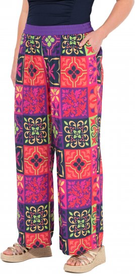 Ulla Popken Tile Print Wide Leg Palazzo Pants Purple - Blugi & Pantaloni pentru Femei Mărimi Mari – Plus Size - 