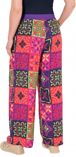 Ulla Popken Tile Print Wide Leg Palazzo Pants Purple - Blugi & Pantaloni pentru Femei Mărimi Mari – Plus Size - 
