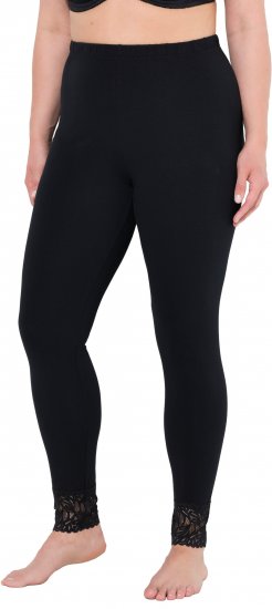 Ulla Popken Lace Trim Leggings Black - Blugi & Pantaloni pentru Femei Mărimi Mari – Plus Size - 