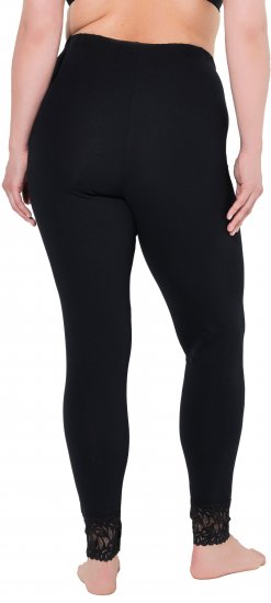 Ulla Popken Lace Trim Leggings Black - Blugi & Pantaloni pentru Femei Mărimi Mari – Plus Size - 