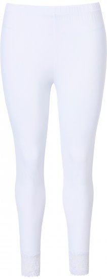 Ulla Popken Lace Trim Leggings White - Blugi & Pantaloni pentru Femei Mărimi Mari – Plus Size - 