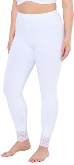 Ulla Popken Lace Trim Leggings White - Blugi & Pantaloni pentru Femei Mărimi Mari – Plus Size - 