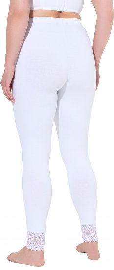 Ulla Popken Lace Trim Leggings White - Blugi & Pantaloni pentru Femei Mărimi Mari – Plus Size - 
