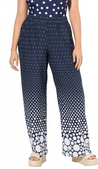 Ulla Popken Dot Gradient Wide Leg Elastic Waist Palazzo Pants Grey - Blugi & Pantaloni pentru Femei Mărimi Mari – Plus Size - 