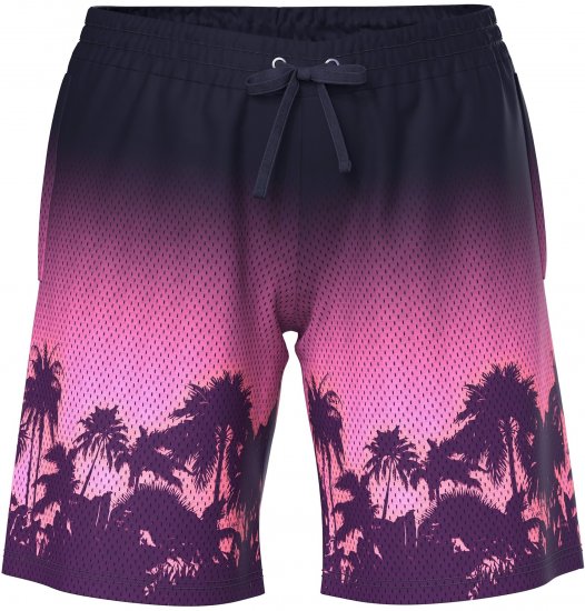 Ulla Popken Active Wide Leg Elastic Waist Palm Tree Pattern Mesh Shorts Black - Blugi & Pantaloni pentru Femei Mărimi Mari – Plus Size - 