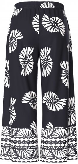 Ulla Popken Fossil Print Elastic Waist Palazzo Pants Black - Blugi & Pantaloni pentru Femei Mărimi Mari – Plus Size - 