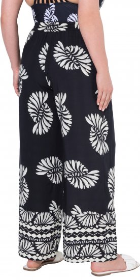 Ulla Popken Fossil Print Elastic Waist Palazzo Pants Black - Blugi & Pantaloni pentru Femei Mărimi Mari – Plus Size - 