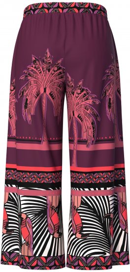 Ulla Popken Mixed Palm Print Elastic Waist Palazzo Pants Red - Blugi & Pantaloni pentru Femei Mărimi Mari – Plus Size - 