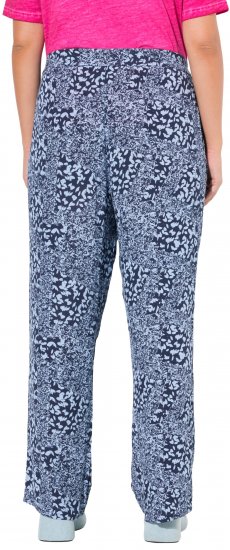 Ulla Popken Patch Print Elastic Waist Pants Navy - Blugi & Pantaloni pentru Femei Mărimi Mari – Plus Size - 