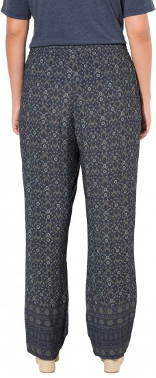 Ulla Popken Geometric Print Elastic Waist Pants Navy - Blugi & Pantaloni pentru Femei Mărimi Mari – Plus Size - 