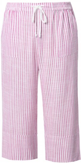 Ulla Popken Coastal Stripe Linen Blend Elastic Waist Culottes Purple - Blugi & Pantaloni pentru Femei Mărimi Mari – Plus Size - 