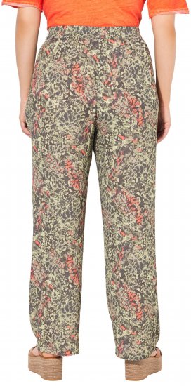Ulla Popken Crocodile Print Elastic Waist Pants Olive Grey - Blugi & Pantaloni pentru Femei Mărimi Mari – Plus Size - 