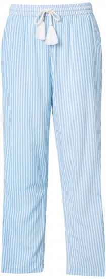 Ulla Popken Seersucker Elastic Waist Pants Blue - Blugi & Pantaloni pentru Femei Mărimi Mari – Plus Size - 