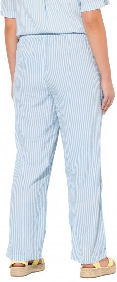 Ulla Popken Seersucker Elastic Waist Pants Blue - Blugi & Pantaloni pentru Femei Mărimi Mari – Plus Size - 
