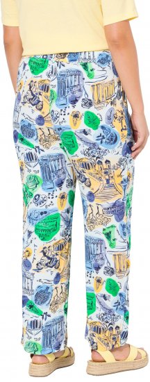 Ulla Popken Italy Print Elastic Waist Pants White - Blugi & Pantaloni pentru Femei Mărimi Mari – Plus Size - 