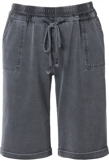 Ulla Popken Indigo Dyed Elastic Waist Jersey Shorts Black - Blugi & Pantaloni pentru Femei Mărimi Mari – Plus Size - 