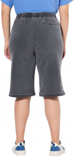 Ulla Popken Indigo Dyed Elastic Waist Jersey Shorts Black - Blugi & Pantaloni pentru Femei Mărimi Mari – Plus Size - 