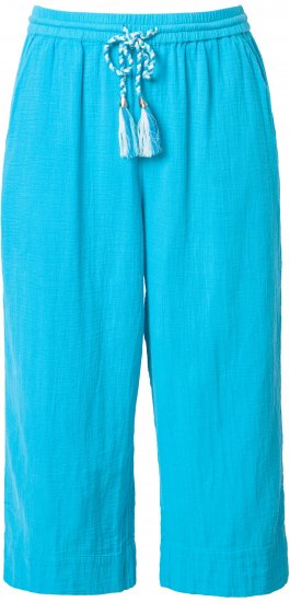 Ulla Popken Muslin Elastic Waist Culottes Blue - Blugi & Pantaloni pentru Femei Mărimi Mari – Plus Size - 