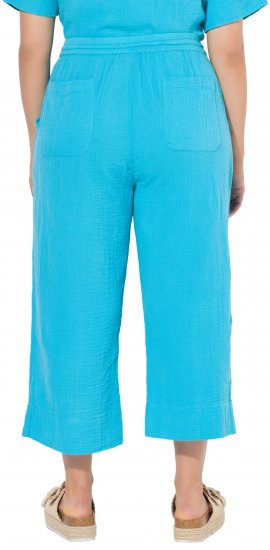 Ulla Popken Muslin Elastic Waist Culottes Blue - Blugi & Pantaloni pentru Femei Mărimi Mari – Plus Size - 